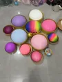 Collection of jumbo steamed bun squishy toys in vibrant macaron colors for stress relief - Blue Steamed Bun Squishy with Steamer (25cm Large)