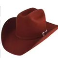 Western style curved brim cowboy hat in solid reddish brown wool felt material - Burgundy