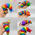 Rainbow articulated caterpillar slug fidget toy for stress relief in multi-color gradient - Slug / Rainbow Slug