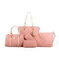 Elegante set di 6 borse da donna rosa con stampa geometrica a motivo a freccia alla moda - Rosa
