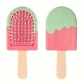 Jolie brosse à cheveux pneumatique en forme de glace rose et vert menthe pour enfants - Emballage en sac / Rose