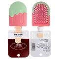 Cute pink and green popsicle-shaped mini air cushion hairbrush for kids and students - Card Pack / Pink