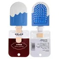 Ice cream shaped air cushion hair brush with unique blue and white popsicle design - Card Pack / Blue