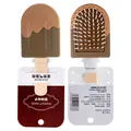 Mini ice cream shaped air cushion hair brush for detangling and scalp massage, SKU view. - Card Pack / Chocolate