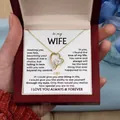 Collar con colgante de corazón de circonita para esposa en caja de regalo de lujo - Caja de Luz con Tarjeta B / Dorado