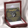Collar con colgante de corazón para hija con caja de regalo LED y tarjeta sentimental - Caja de Luz con Tarjeta D / Plateado