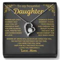Collar con colgante de corazón de plata y circón en caja de regalo para mi hija - Caja de Regalo con Tarjeta D / Plateado