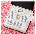 Collar de corazón dorado con piedra circón en caja de regalo con tarjeta To My Wife - Caja con Tapa Tarjeta B / Dorado