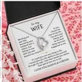 Elegante collar con colgante de corazón y circón en caja de regalo para mi esposa - Caja con Tapa Tarjeta B / Plateado