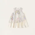 Elegantes ärmelloses Blumenkleid für Mädchen mit strukturiertem Muster und Rüschensaum - 80 / Kleider / Mehrfarbig (XQ25436)