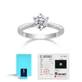 Klassieke S925 sterling zilveren moissanite verlovingsring met elegante 6-potige zetting - US Maat 5 / 1 Karaat In Het Laboratorium Gekweekte Diamant Ring (Met NGTC Certificaat & Geschenkdoos) / Zilver