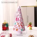 Pink Christmas tree shaped metal storage tin with holiday patterns for gift packaging - Christmas Tree Storage Box - Pink
