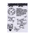 Vintage clear silicone stamp sheet with heart and clock designs for DIY scrapbooking - Style 21 / Clear