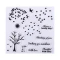 Transparent silicone stamp set featuring nature icons and inspirational English quotes for DIY - Style 27 / Clear