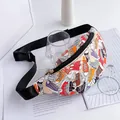 Trendy women's waist bag featuring colorful cartoon shoe print and adjustable strap - Sneaker Print