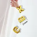 18k gold plated puffy balloon letter B charm with 21mm size dimension indicator - Style A / Gold