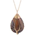Collar vintage con colgante de gota de ojo de tigre del árbol de la vida hecho a mano - Ojo de Tigre Dorado