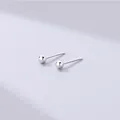 Minimalist S925 sterling silver mini round ball stud earrings with polished silver finish - 3mm / White Gold