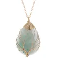 Handmade life tree wire wrapped teardrop natural stone necklace in gold finish - Green Aventurine Style / Pendant Only (Without Chain) / Gold