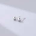 S925 sterling silver minimalist ball stud earrings in polished silver finish for daily wear - 5mm / White Gold