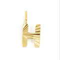 Polished gold stainless steel letter H pendant featuring a radiating sunburst pattern - Letter H