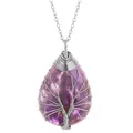 Handmade tree of life purple water drop crystal pendant necklace with wire wrap. - Amethyst Style / Pendant Only (Without Chain) / Silver