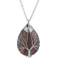 Handmade tree of life tiger's eye stone pendant necklace with silver wire wrapping - Tiger's Eye Style / Pendant Only (Without Chain) / Silver