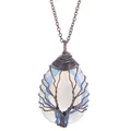 Collar retro árbol de la vida con cristal de gota y cadena de cobre antiguo - Opalita Bronce