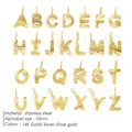 Textured 10mm stainless steel alphabet letter pendants with sunburst pattern in gold - A-Z Alphabet Set