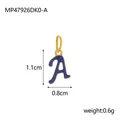 Enamel blue letter A pendant in 18K gold plated stainless steel for custom jewelry DIY. - Style A