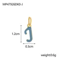 Detailed size measurements of blue enamel letter J pendant in 18K gold plating - Style J