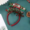 Detail of festive Christmas headband with HO HO HO letters and green tinsel stars. - HOHOHO Snowflake Headband
