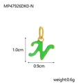 Detailed green enamel letter N pendant accessory in gold-plated titanium steel for DIY - Style N