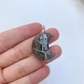 Handmade silver wire wrapped natural stone moon pendant with tree of life detail - Pendant Only / Approx 35x45mm / Flashy White (Labradorite)