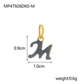 Detail view of 18K gold-plated enamel letter M pendant with 0.9x1.0cm dimensions - Style M