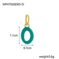 Detail view of green enamel letter O pendant with 1.1cm height and 0.7cm width - Style O