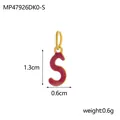 Red enamel letter S pendant in 18K gold plated titanium steel, size 1.3cm x 0.6cm - Style S