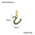 Green enamel letter U pendant, 0.9cm size detail, 18k gold plated titanium steel spec - Style U