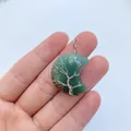 Handmade silver wire wrapped crescent moon pendant with green natural stone crystal - Pendant Only / Approx 35x45mm / Green Aventurine
