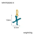 Detailed view of the blue enamel letter X pendant with dimensions of 1.0cm by 0.7cm - Style X