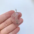 Handmade silver wire wrapped rose quartz moon pendant with tree of life design - Pendant Only / Approx 35x45mm / Rose Quartz