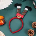 Diadema navideña con piernas de elfo brillantes sobre un fondo verde festivo - Diadema de Piernas Largas de Navidad a Rayas