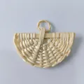 Ciondolo mini ventaglio in bambù paglia rattan intrecciato a mano per gioielli fai da te e orecchini - 5 Pezzi/Confezione (Circa 4.5-5.5cm)