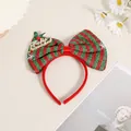Christmas festive headband with large red and green striped glitter bow and gold text - Red and Green Striped Bow Headband