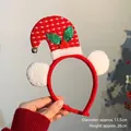 Diadema festiva de Navidad con diseño de gorro de Papá Noel rojo y pompones blancos - Diadema de Sombrero de Elfo con Orejas Blancas y Cascabeles
