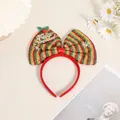 Diadema festiva con lazo de purpurina rojo y verde y adorno dorado de Feliz Navidad - Diadema de Lazo a Rayas Rojo Verde Amarillo