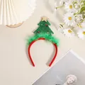 Diadema de árbol de Navidad con purpurina verde y banda roja para accesorios - Diadema de Árbol de Navidad con Cascabel de Perro Peludo