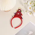 Diadema festiva de árbol de Navidad con lentejuelas rojas, pompones de colores y estrella - Árbol de Navidad con lentejuelas rojas y copos de nieve