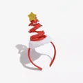Diadema de árbol de Navidad con purpurina roja y borde blanco - Árbol de Navidad con resorte rojo