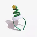 Diadema festiva de árbol de Navidad con diseño de espiral verde y estrella dorada brillante. - Árbol de Navidad con resorte verde